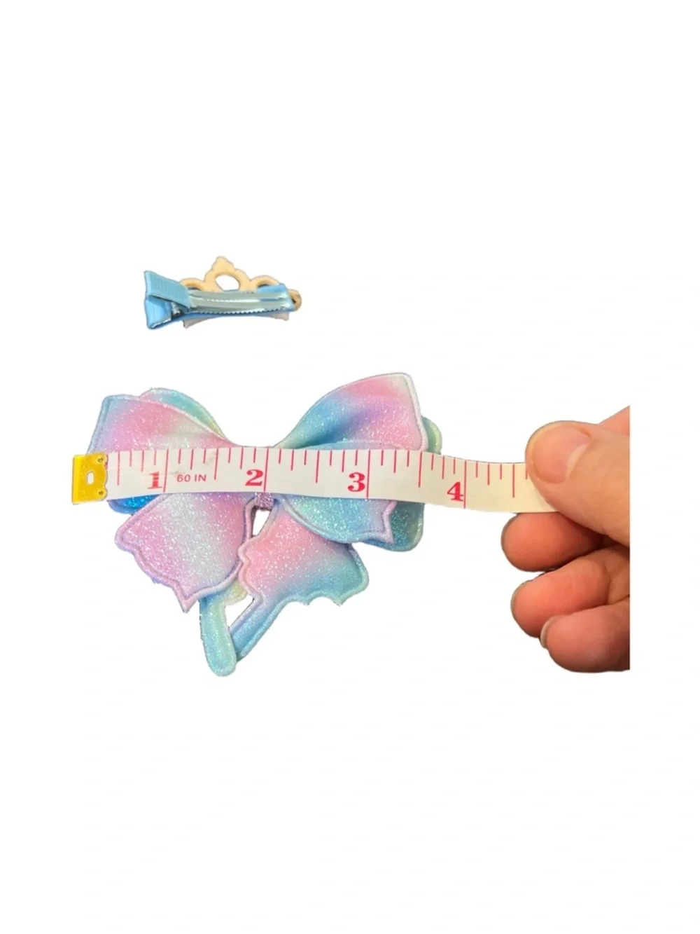 Glitter Pastel Rainbow Bow & Crown Hair Clip Set FINAL PRICE DROP